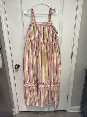 Lane Bryant Striped Multi-Color Sleeveless Sundress